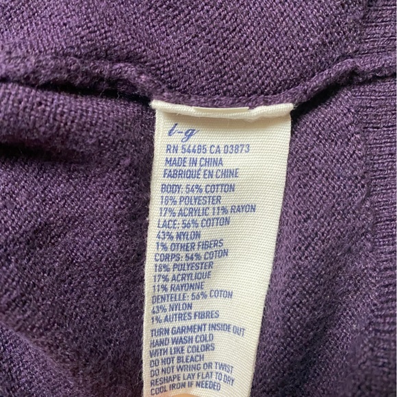 American Eagle Outfitters Purple Lace Quarter Sleeve Cardigan Button Up Sweater - Picture 3 of 4